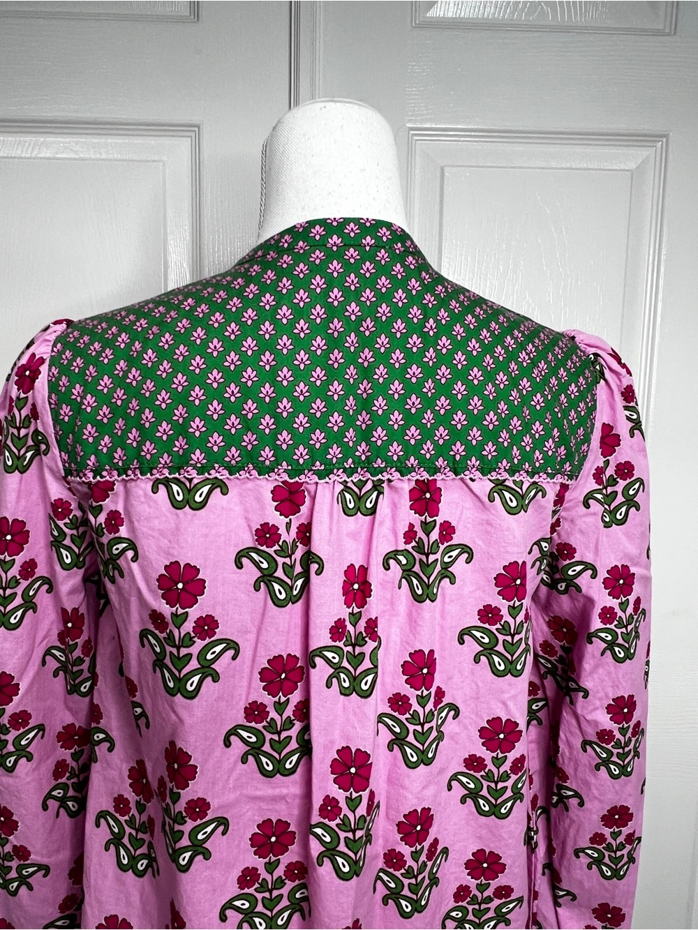 Boden Arabella Cotton Blouse Meadowsweet Pink Pansy Stamp Floral Top Size 6 - Picture 13 of 16